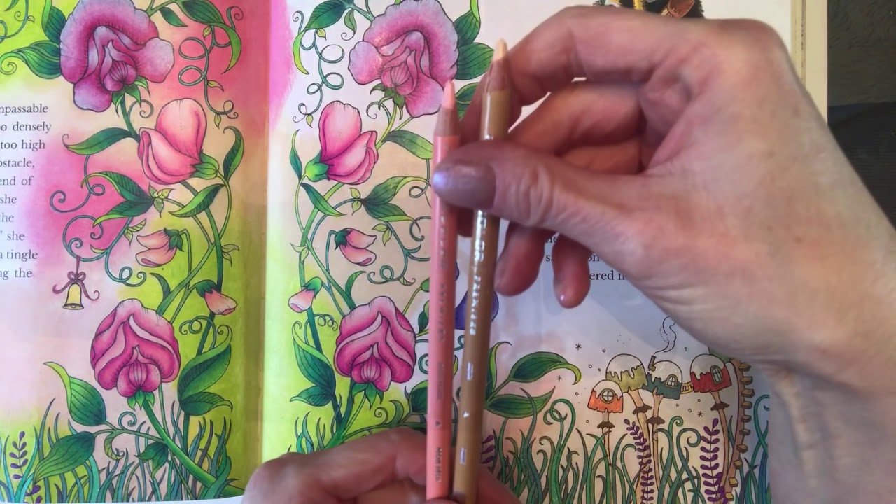 Johanna Basford Ivy sweetpea page tutorial - pencil and pastel mix background