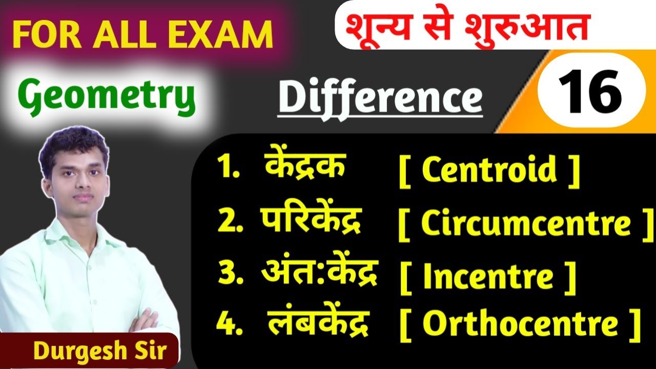 केंद्रक ( Centroid), परिकेंद्र ( Circumcentre), अंत:केंद्र ( Incentre), लंबकेन्द्र ( Orthocentre)