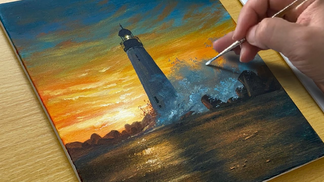 Painting a Lighthouse / Acrylic Painting for Beginners