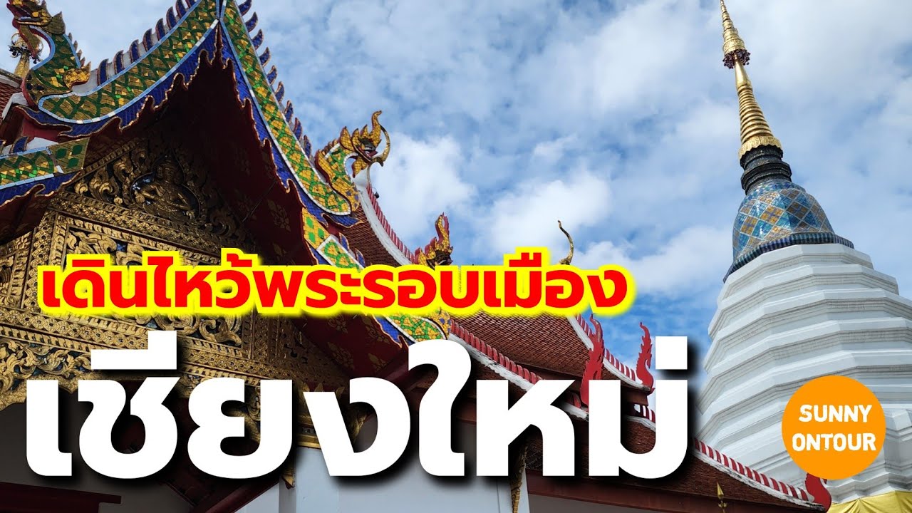 4K | เดินไหว้พระรอบตัวเมืองเชียงใหม่ใน 1 วัน กินข้าวต๋องเต็มโต๊ะ เดินเล่นห้างเมญ่า | Sunny​ ontour​