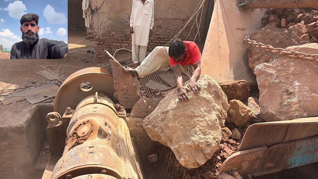 Giant Rock Gets Stuck! Worker Breaks It by Hand &ndash; Stone Crusher Jam Fix 😱 #stonecrusher