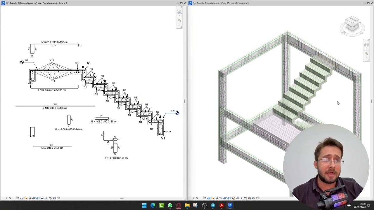 Escada Plissada Revit Estrutural RR Engenharia