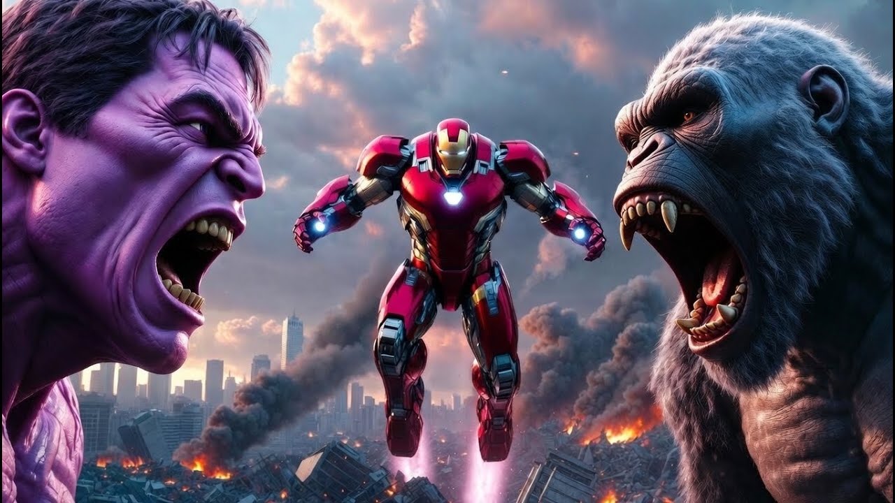 King Kong Roar X Purple Hulk Rage vs Hulkbuster Tech - Ultimate Monster Fight 8K!