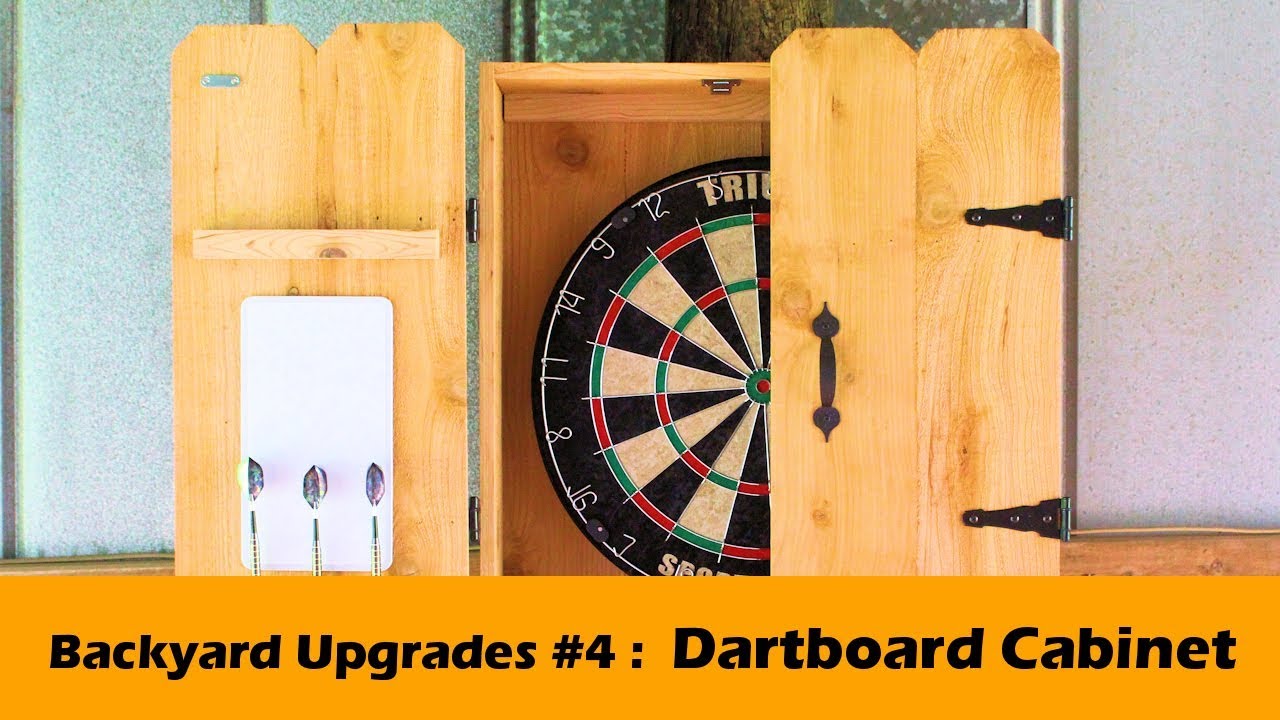 Simple Dartboard Cabinet with Rustic Cedar Barn Doors ~ Backyard Upgrades #4