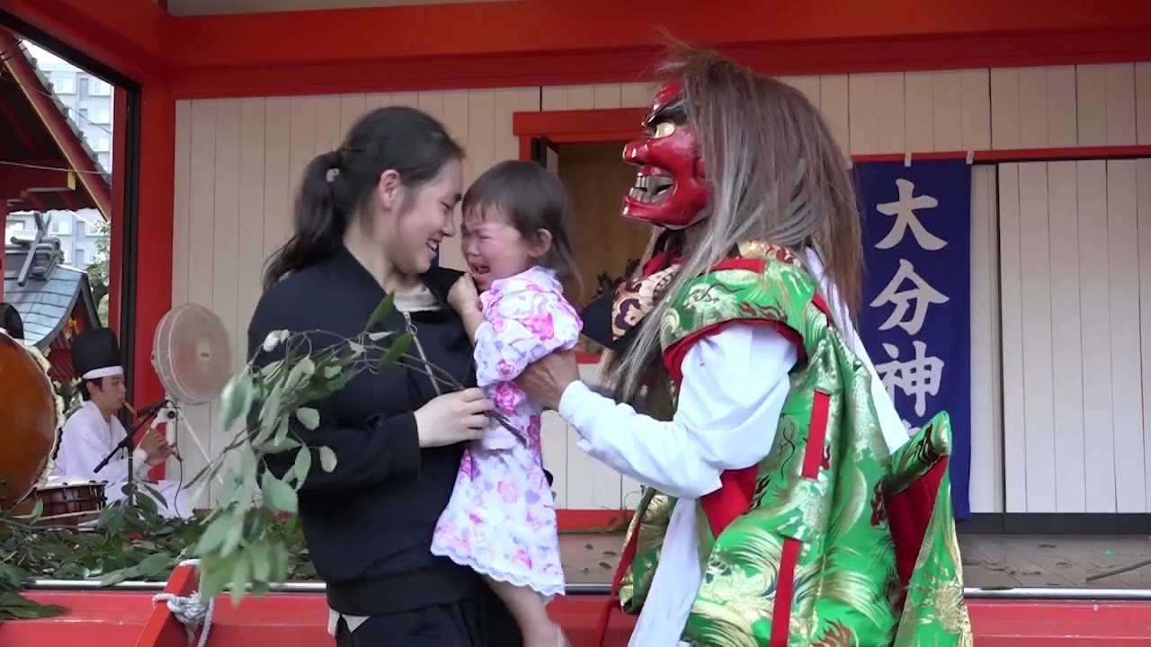 奉納神楽 柴引(しばひき) 大分神楽社（於）若宮八幡社（大分市上野町）