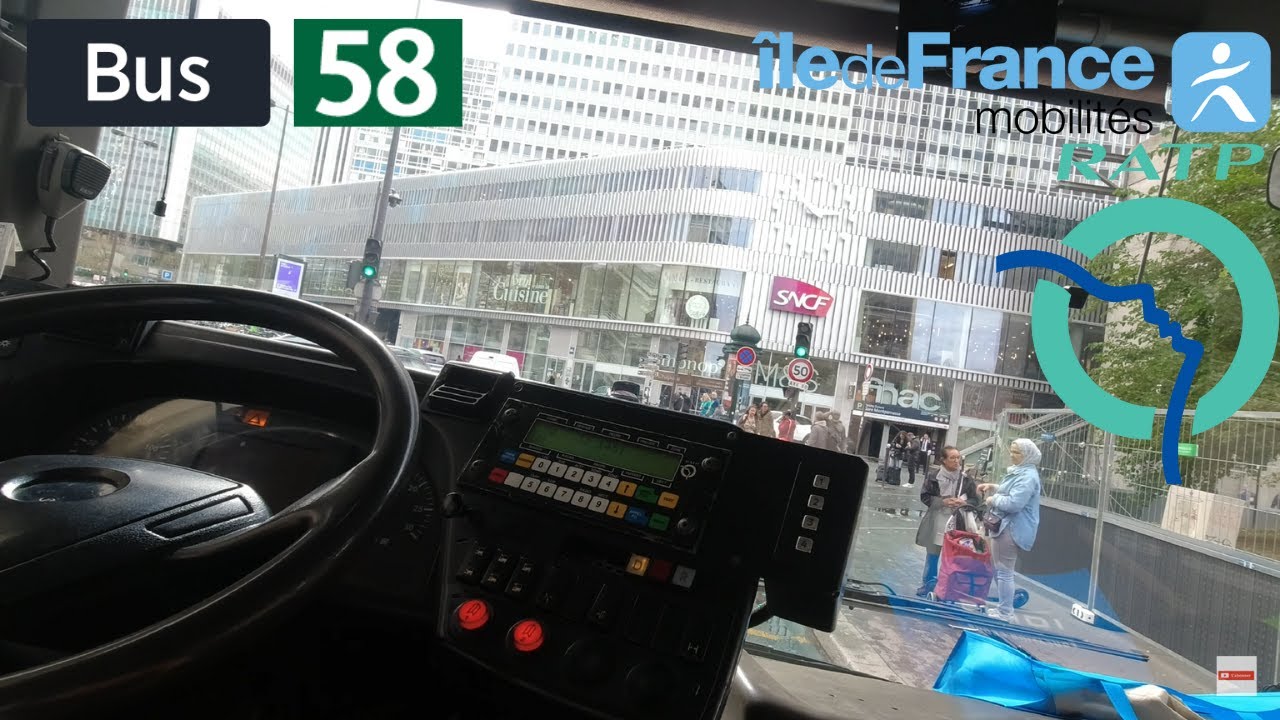 Bus 58 RATP | Paris | Pont-Neuf - Quai des Grands Augustins - Vanves Lycée Michelet - 4K