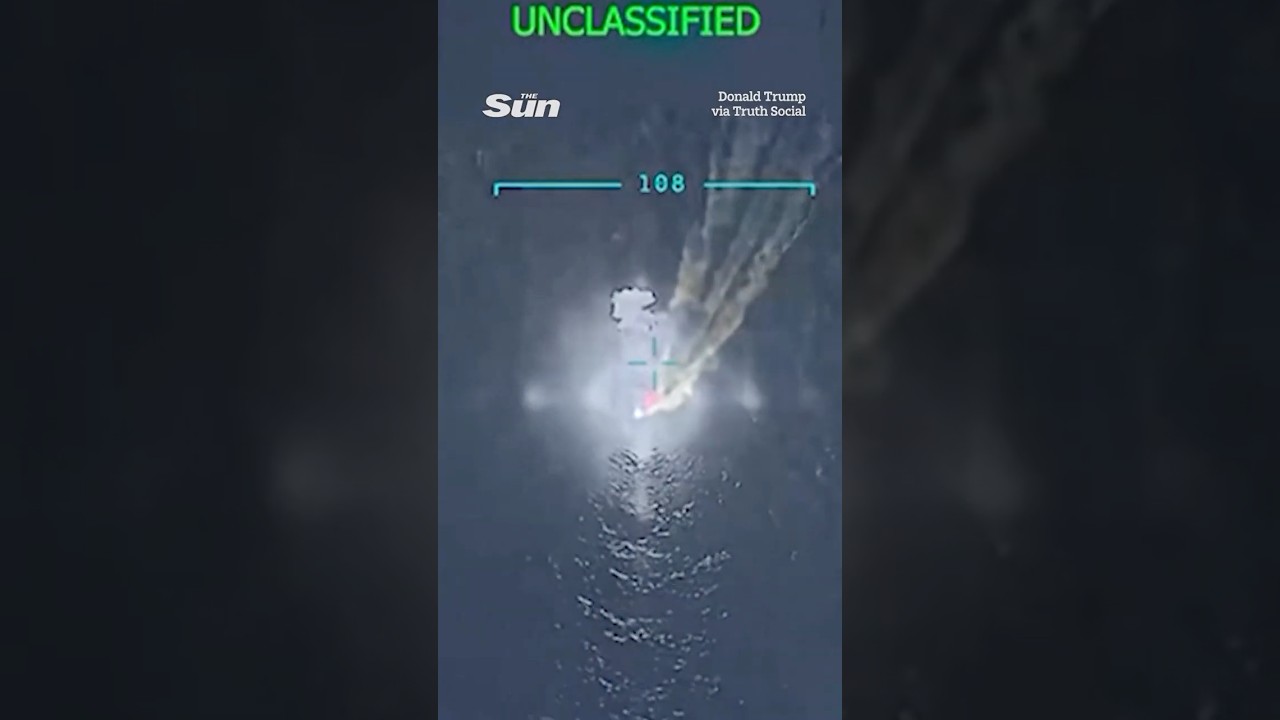 Moment US bombs drug-running &lsquo;narco-terrorist&rsquo; speedboat killing 11