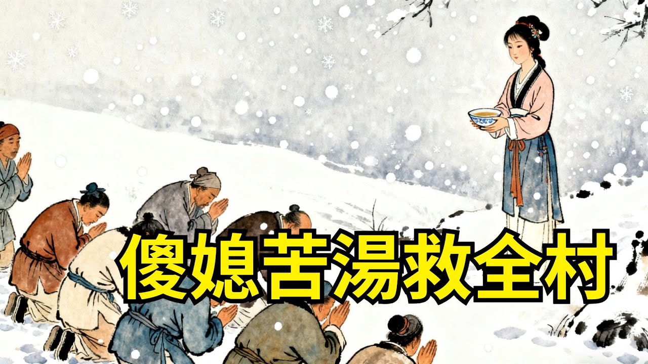傻媳婦只會熬一碗苦艾湯，婆婆嫌她沒用趕出門，三年後瘟疫橫行，唯她湯藥可救命，全村跪雪地求她施藥！#民間故事#故事頻道#感人故事#情感