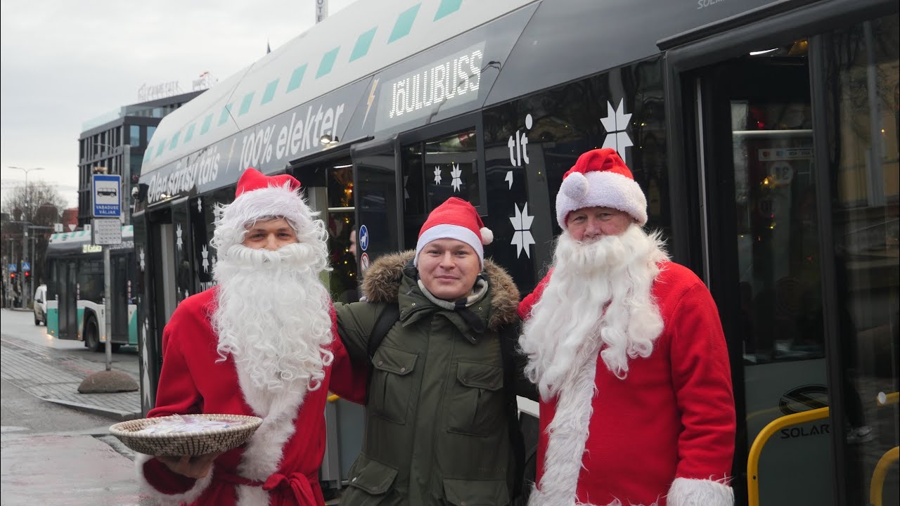 🇪🇪 🎅2025 | Christmas public transport in Tallinn | Electric bus and tram | Tallinna jõulusõidukid🔔