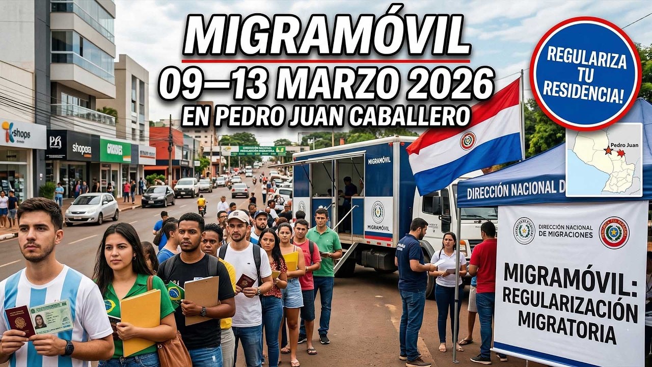 🚨 MigraMóvil прибывает в Педро Хуан Кабальеро! Зарегистрируйтесь для получения вида на жительство...