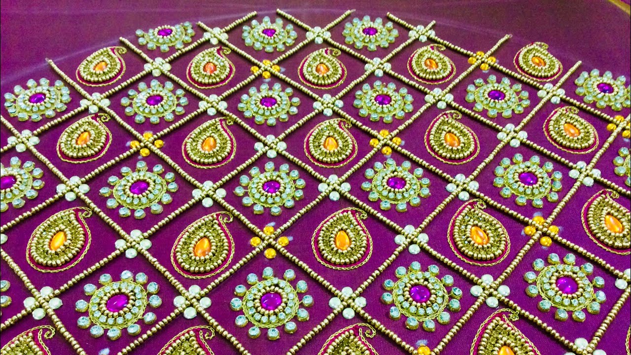 Aari Embroidery on elbow length sleeve...