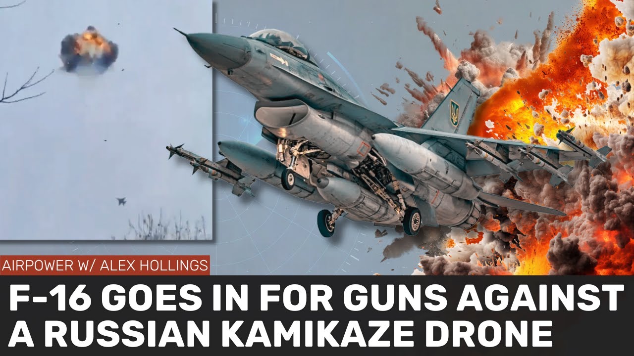 Ukrainian F-16 downs Shahed drone with 20mm Cannon!