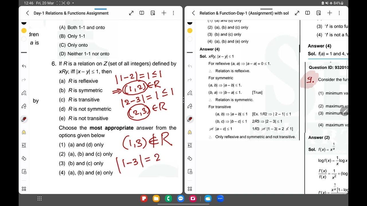 CUET Assignment ( RELATIONS AND FUNCTIONS ) Day 1 