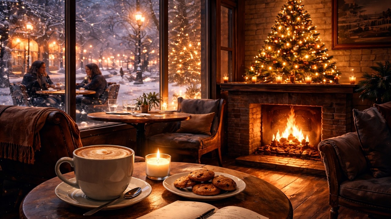 Winter Coffee Shop Jazz ⛄ Smooth Piano & Fireplace Sounds for Study, Work & Relax