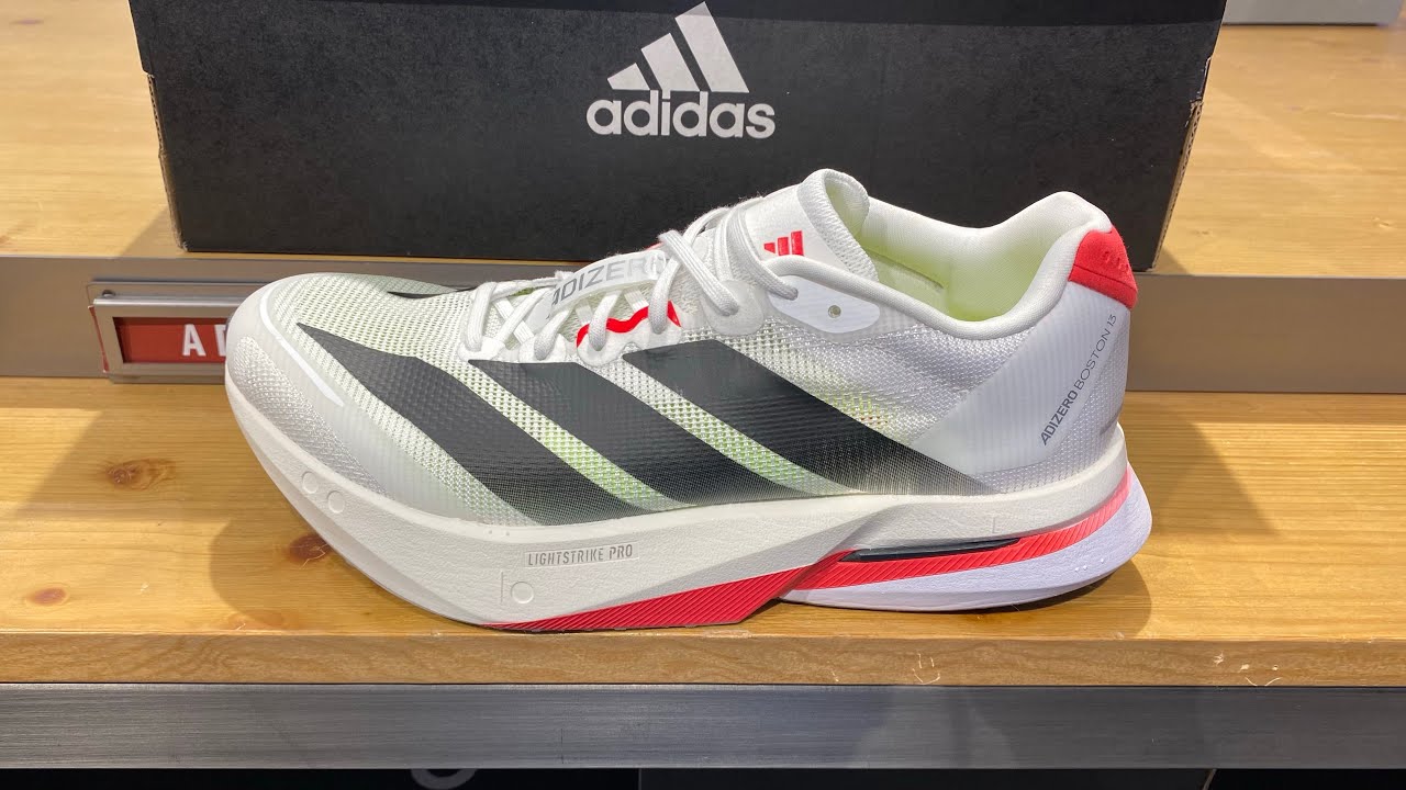 Adidas Adizero Boston 13 (Cloud White/ Core Black/ Lucid Red) - Style Code: JS4932