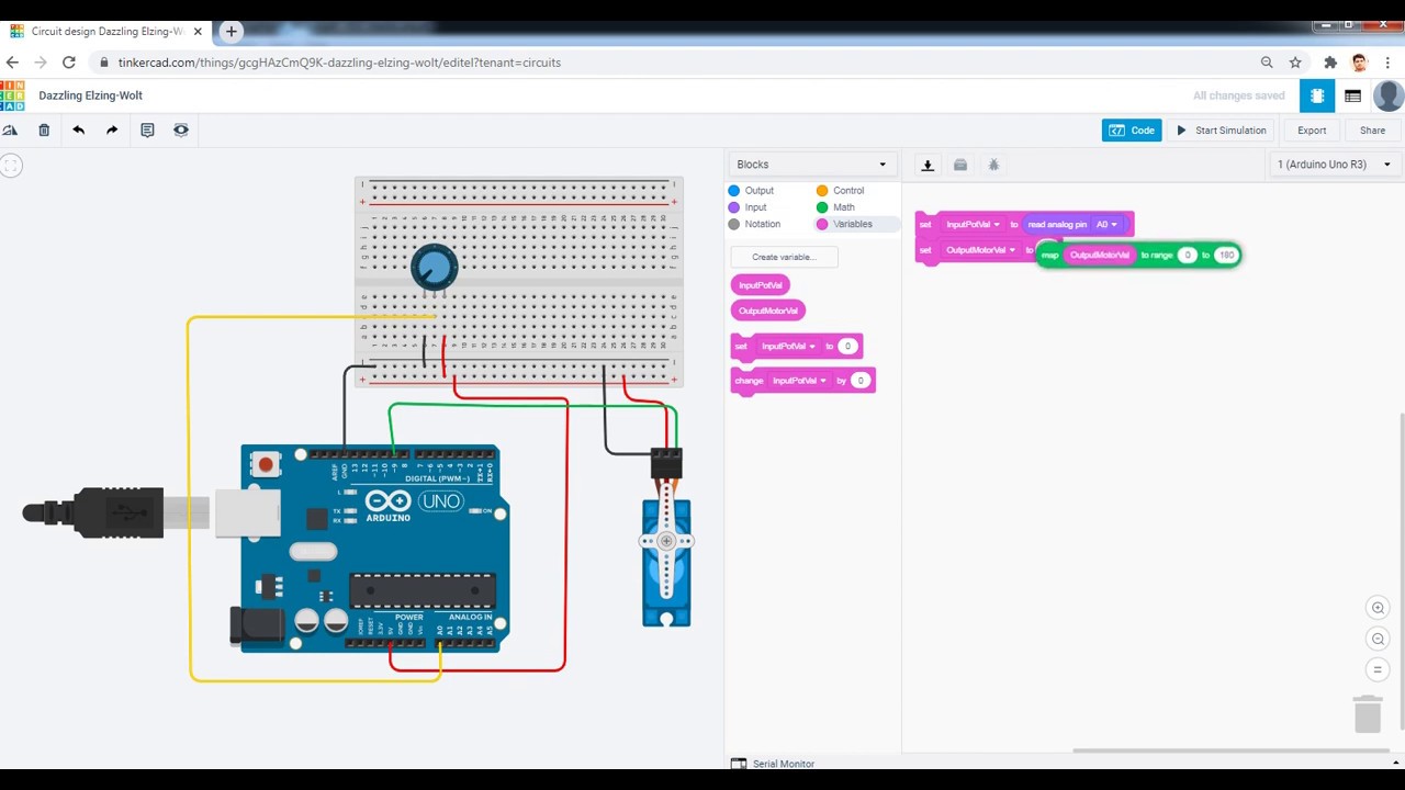 Tinkercad Arduino Tutorials: Servo Motor Control