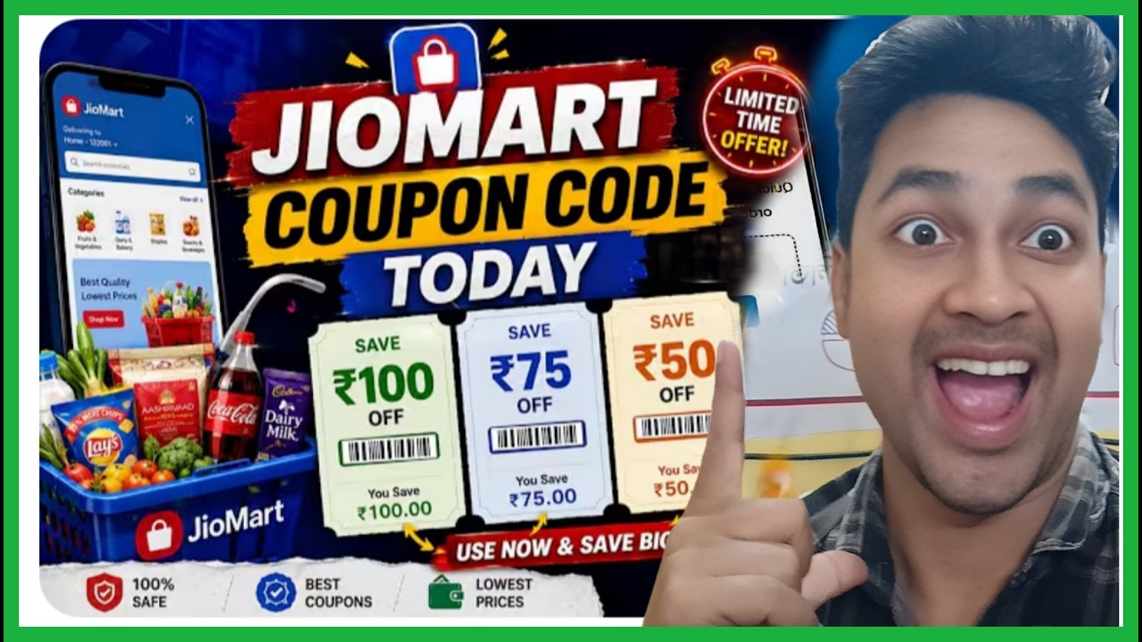 Jiomart Coupon today | jiomart coupon code | jiomart coupon code today | Free shipping 100% Discount