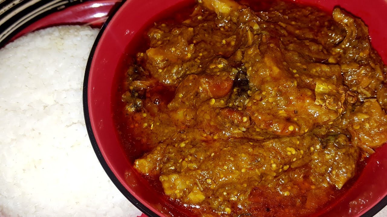 BITTER BALL AND KITTLEY SOUP WITH RED OIL/// Liberian dish