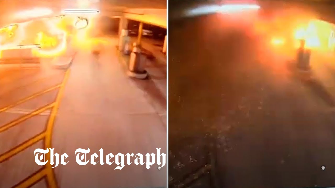 Luton Airport Fire: CCTV reveals moment car park collapses