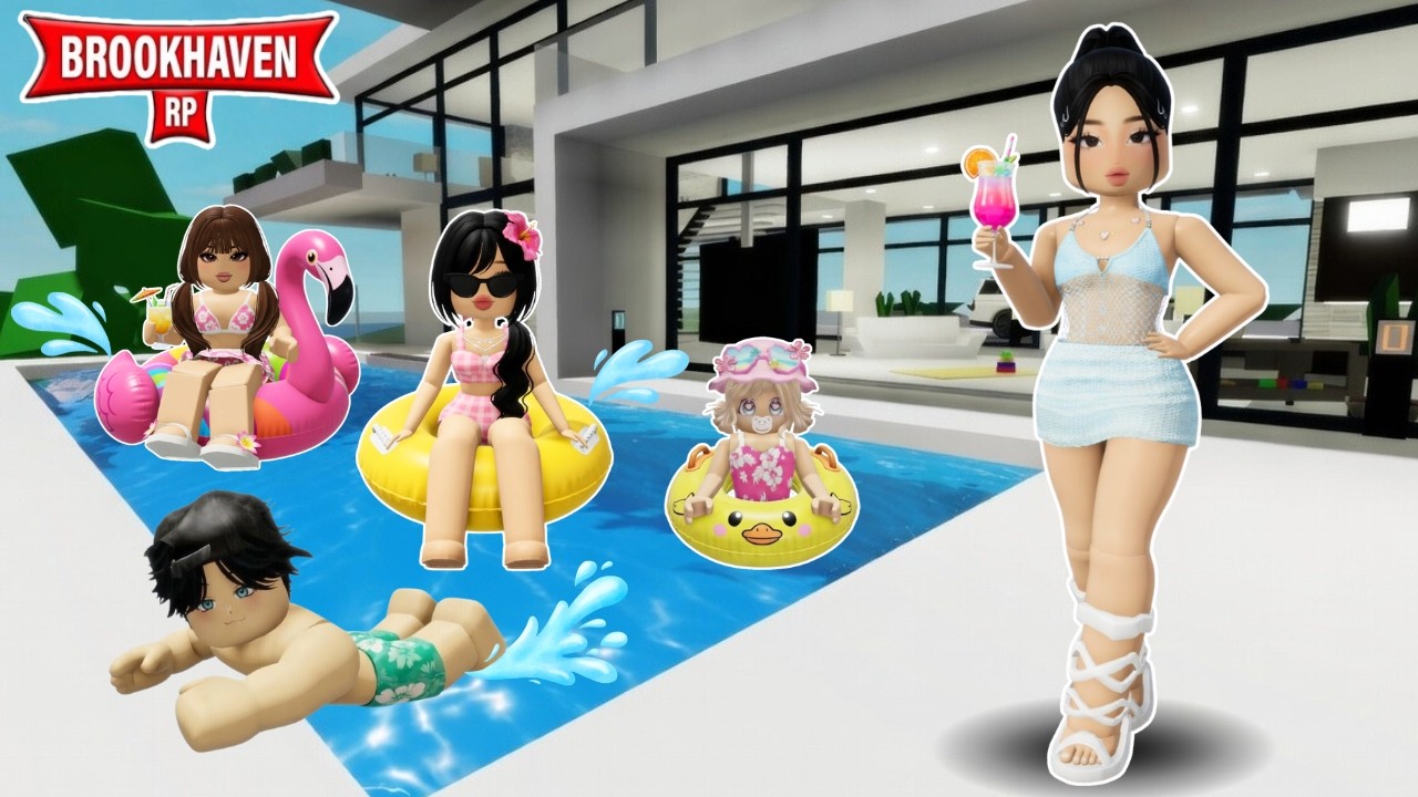 MIS HIJOS PASAN 24 HORAS EN LA PISCINA DE BROOKHAVEN *HACEN UN RETO* ROBLOX #roblox #brookhaven