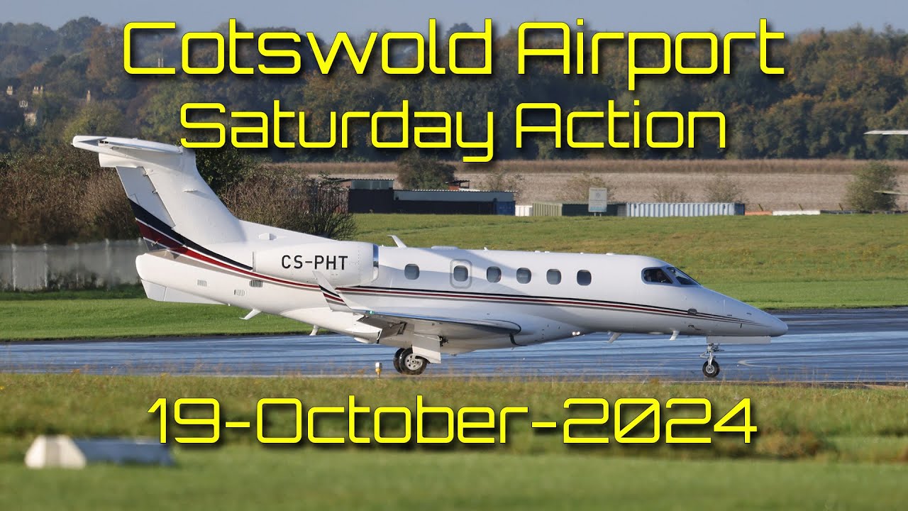 Cotswold Airport Saturday, An action packed day with three biz-jets and a Spitfire too 19-October-24