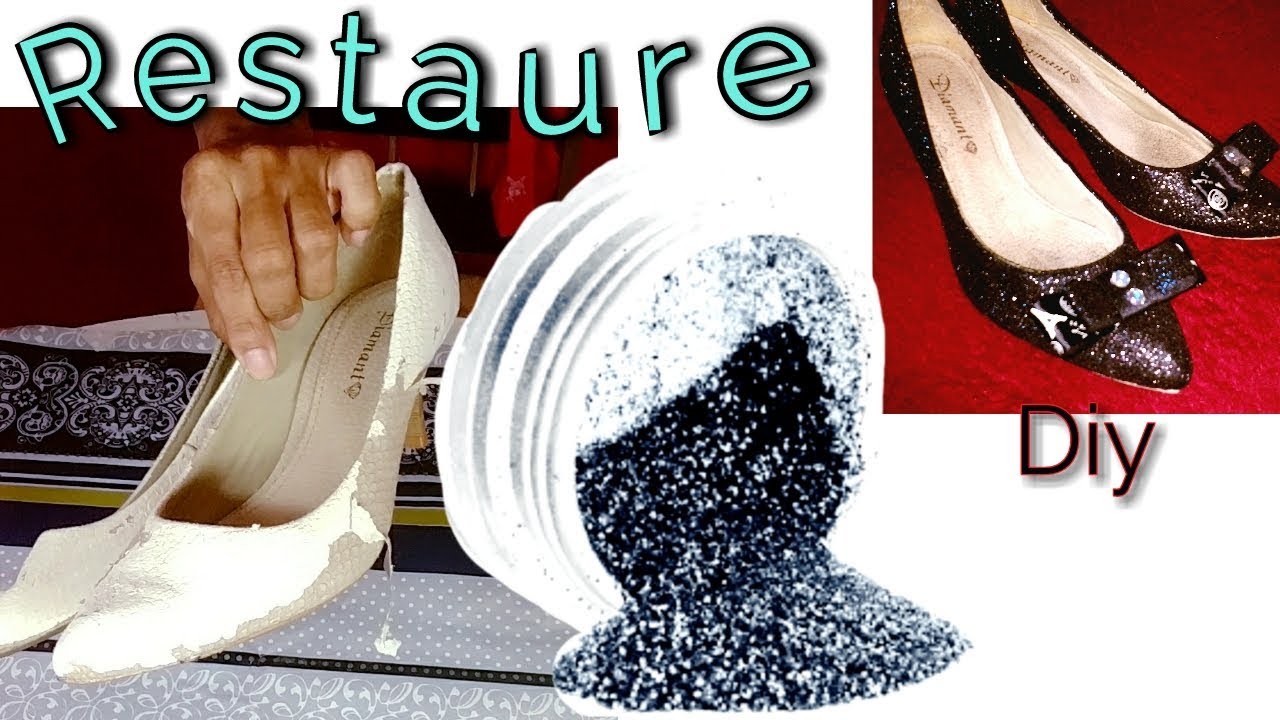 DIY- TRANSFORME SEU SAPATO - 1 SAPATO EM 2 MODELOS/ SAPATOS DESCASCANDO/Restoring shoes old