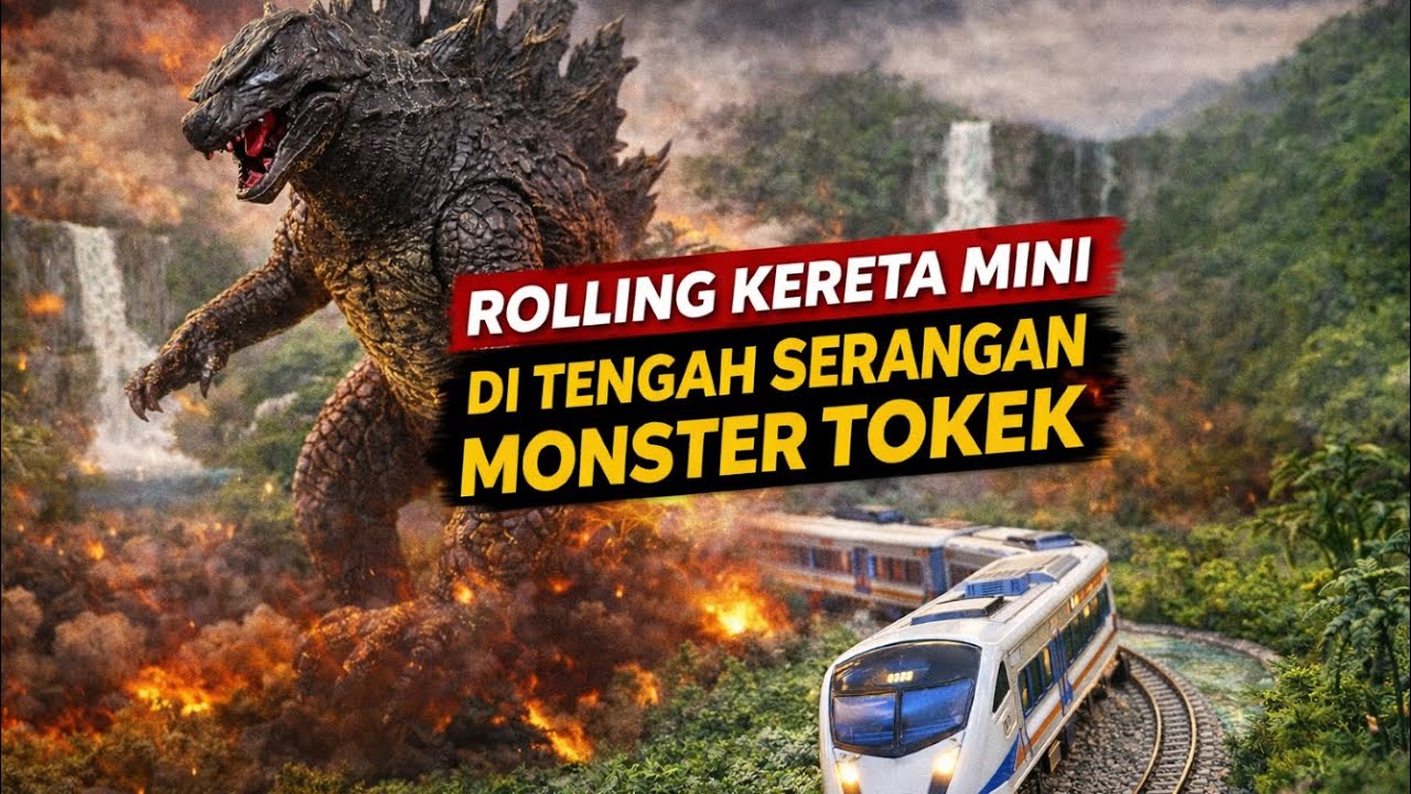Rolling Kereta di Serang Monster 🦖🌆🗼🚂🚋🚋🚋#Shorts #miniaturkeretaapi #diorama #mainan #keretamainan