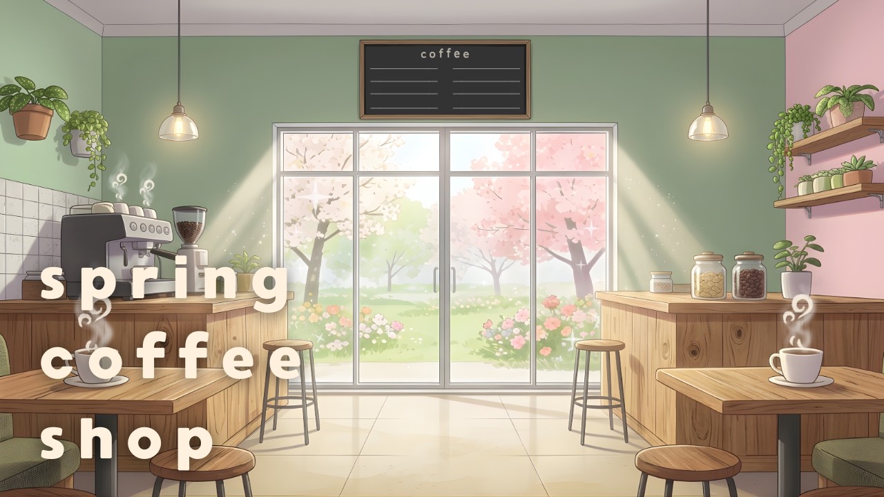 Spring Coffee Shop Ambience ☕ (8 Hours) | Calm Focus & Study Sounds