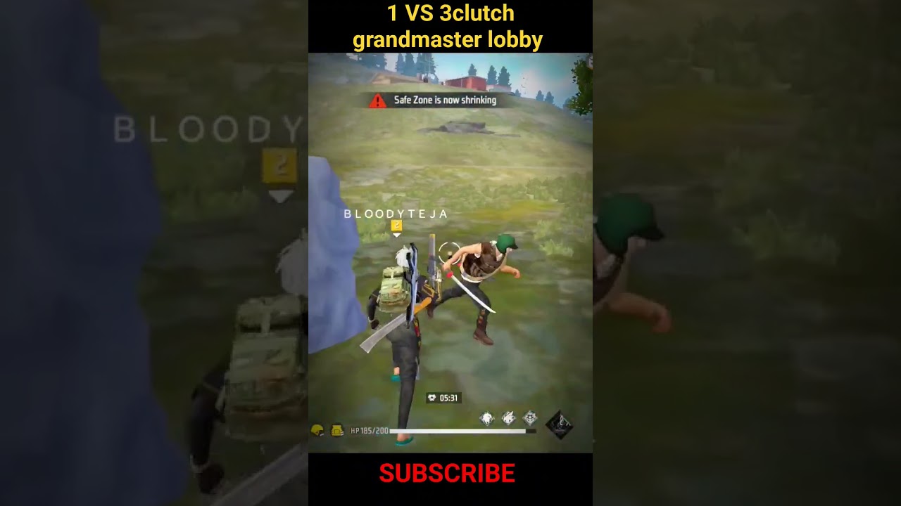 1 VS 3 clutch grandmaster lobby #bloodyteja #grandmaster #grandmasterpushing #freefireshorts
