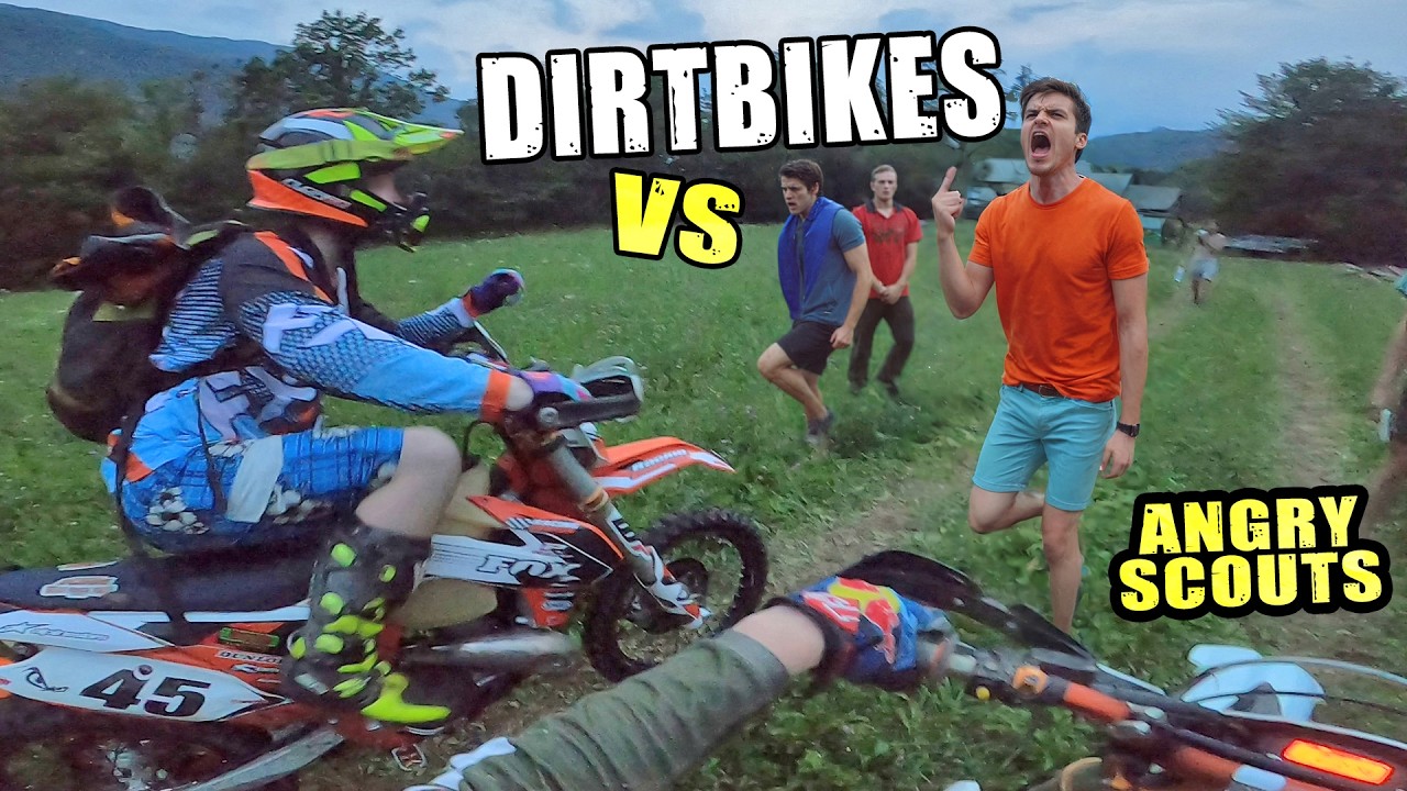 Dirt Bikers VS Angry Scouts - Dirt Bike Exploring Big Hills