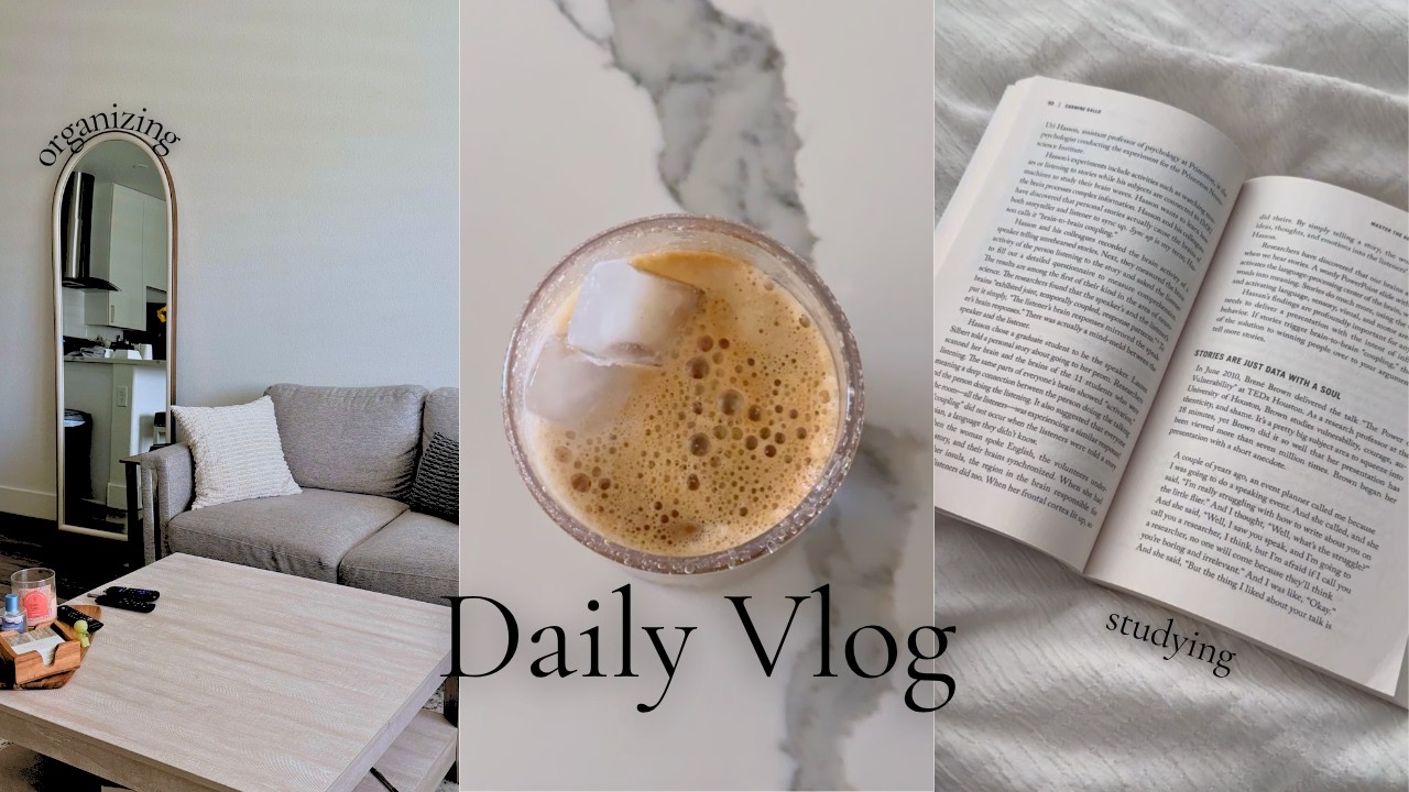 mini vlog with me! | studying, organizing apartment, shopping, etc!