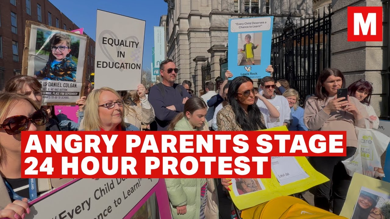 Angry parents stage 24 hour protest outside Leinster House over autism class places