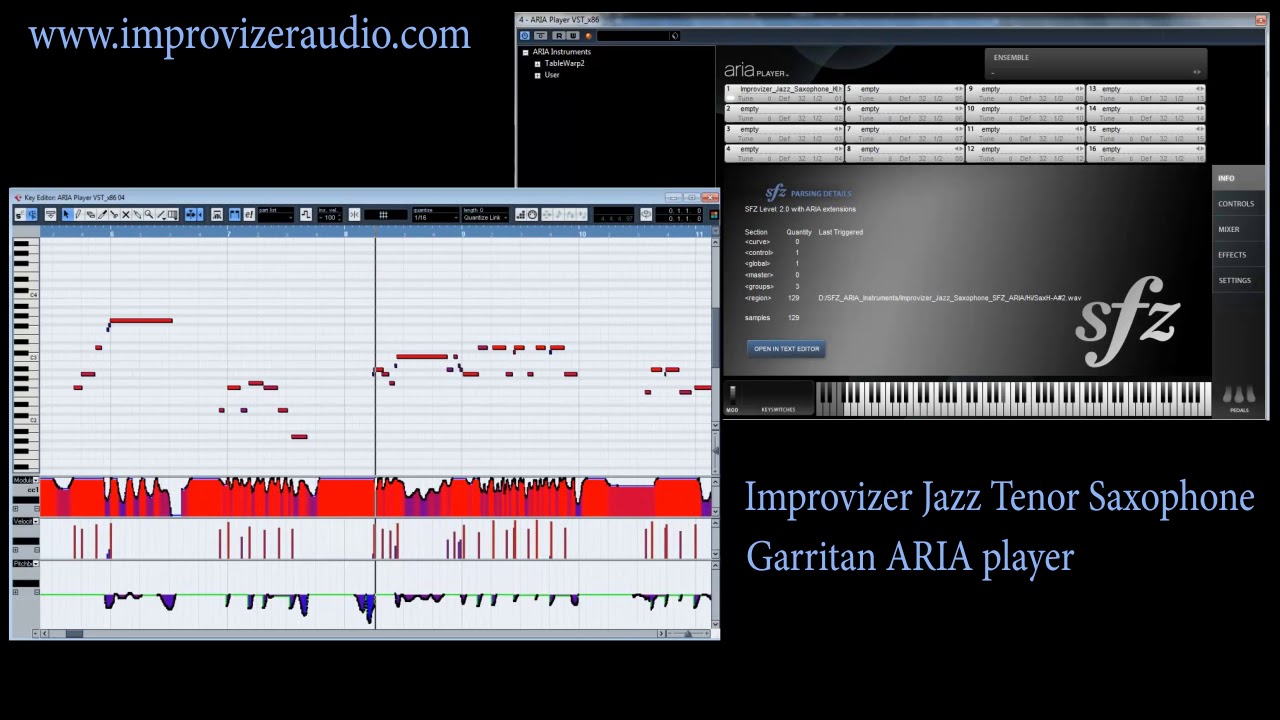 SoundFont Jazz Saxophone tenor and free ARIA Player Wav