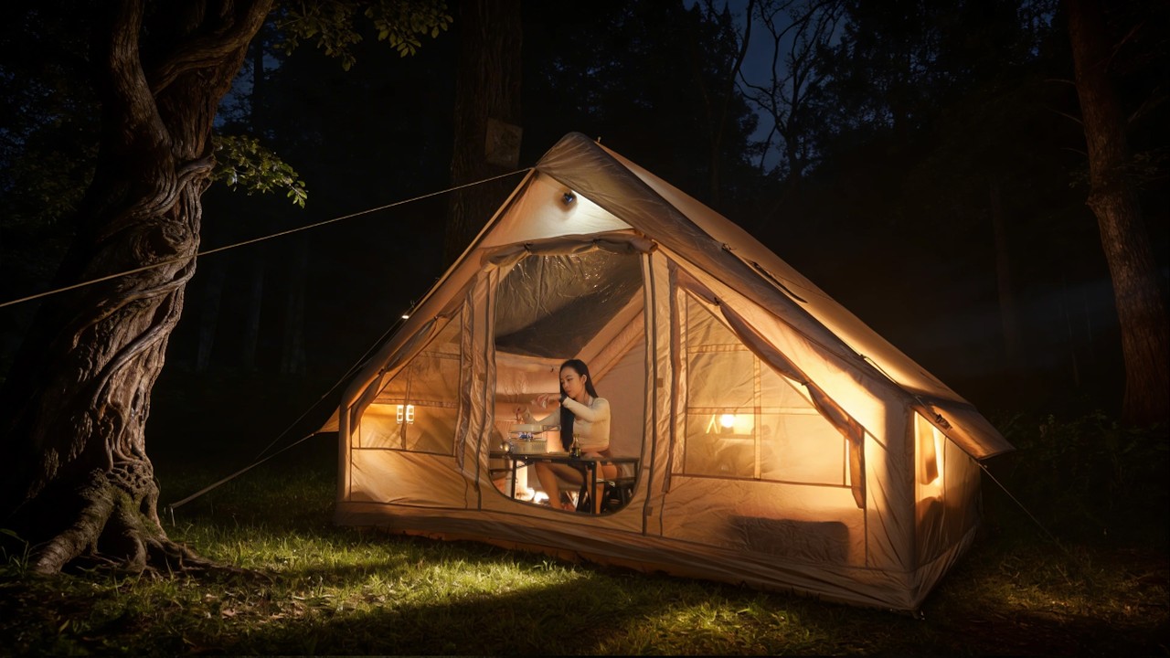 SOLO Overnight Camping in an Airtent ☔️ | Relaxing Rain & Cozy Time with My Dog 🐶 ASMR