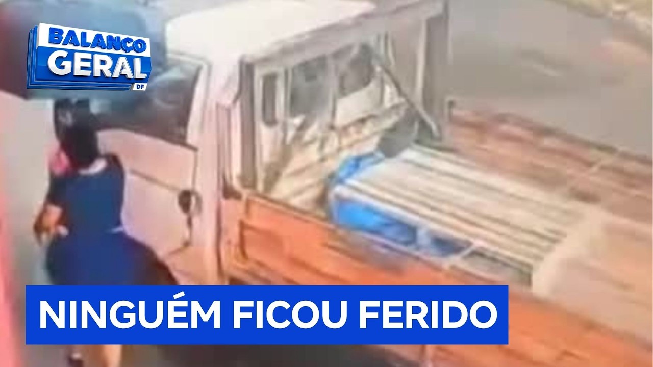 Veículo perde controle, quase atropela pedestre e bate em loja na Vila Planalto | Balanço Geral DF