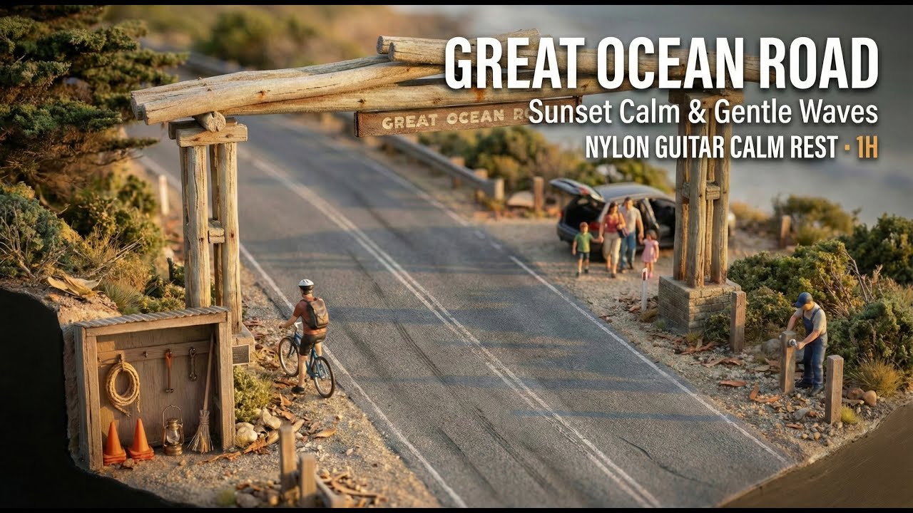 🌅 Rugged Cliffs of the Great Ocean Road | Sunset Calm & Gentle Waves | Nylon Guitar Calm Rest (1H)