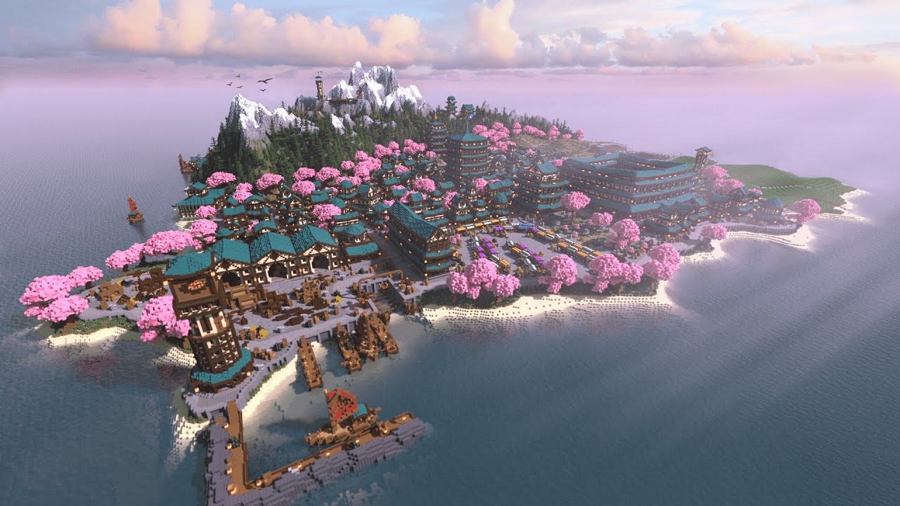 Japanese city - Minecraft 100 hours Building Timelapse + Download