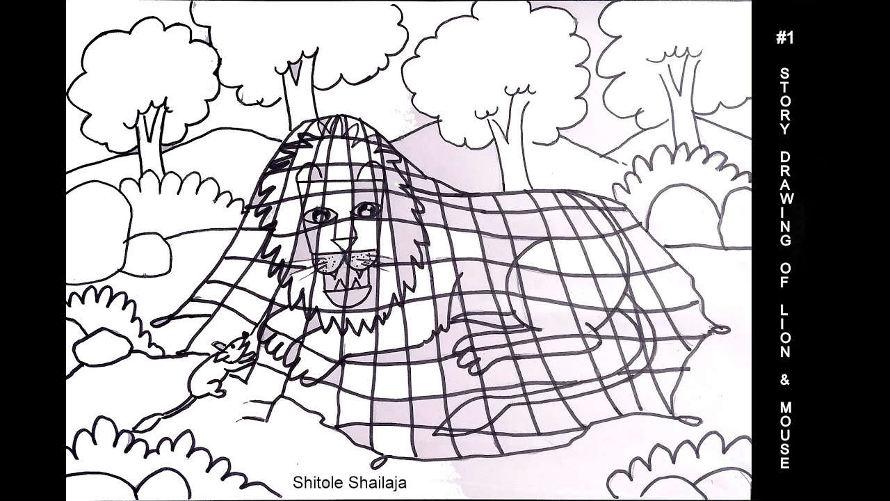 (Part 1) Step by Step Drawing of The Lion and The Mouse Story