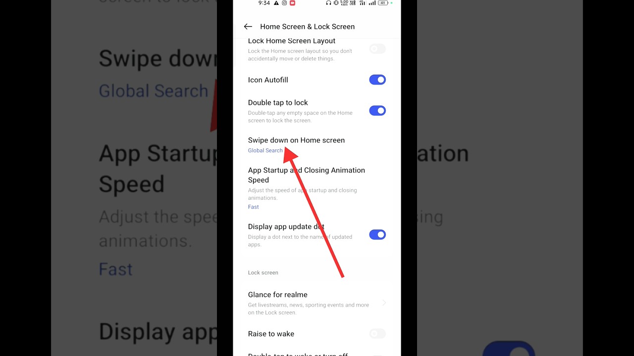 Swipe down on home screen in realme phone #shorts #youtubeshorts #mobile