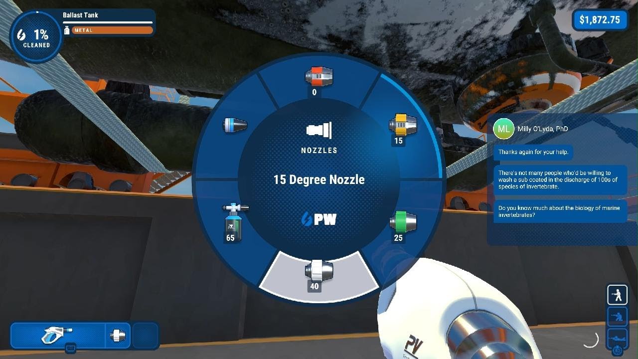part 1 of cleaning the submarine in power wash Simulator