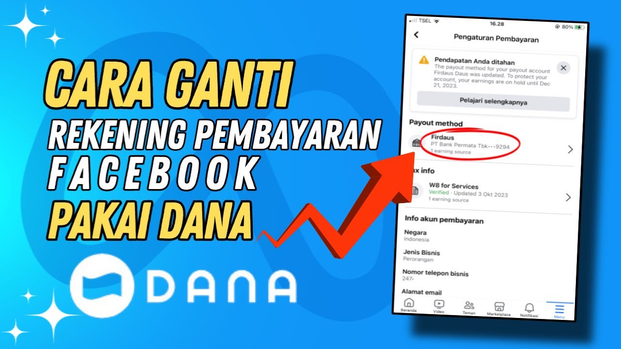 Cara mengubah rekening pembayaran facebook pakai Dana