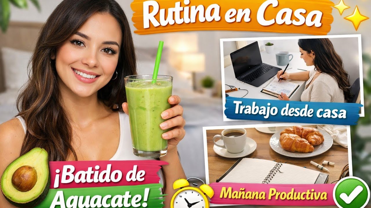 Rutina de mañana trabajo desde casa/ probando batido de aguacate 🥑 por primera vez.