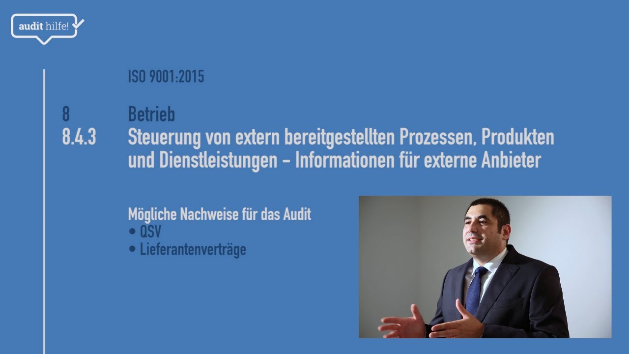 Kap. 8.4.3 Informationen für externe Anbieter | #ISO9001