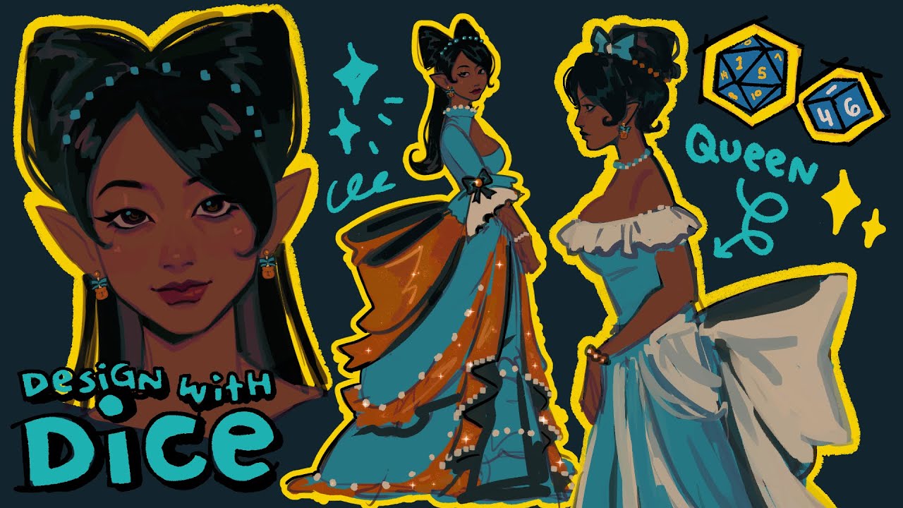 I designed a queen with DICE - Character Design Draw with Me