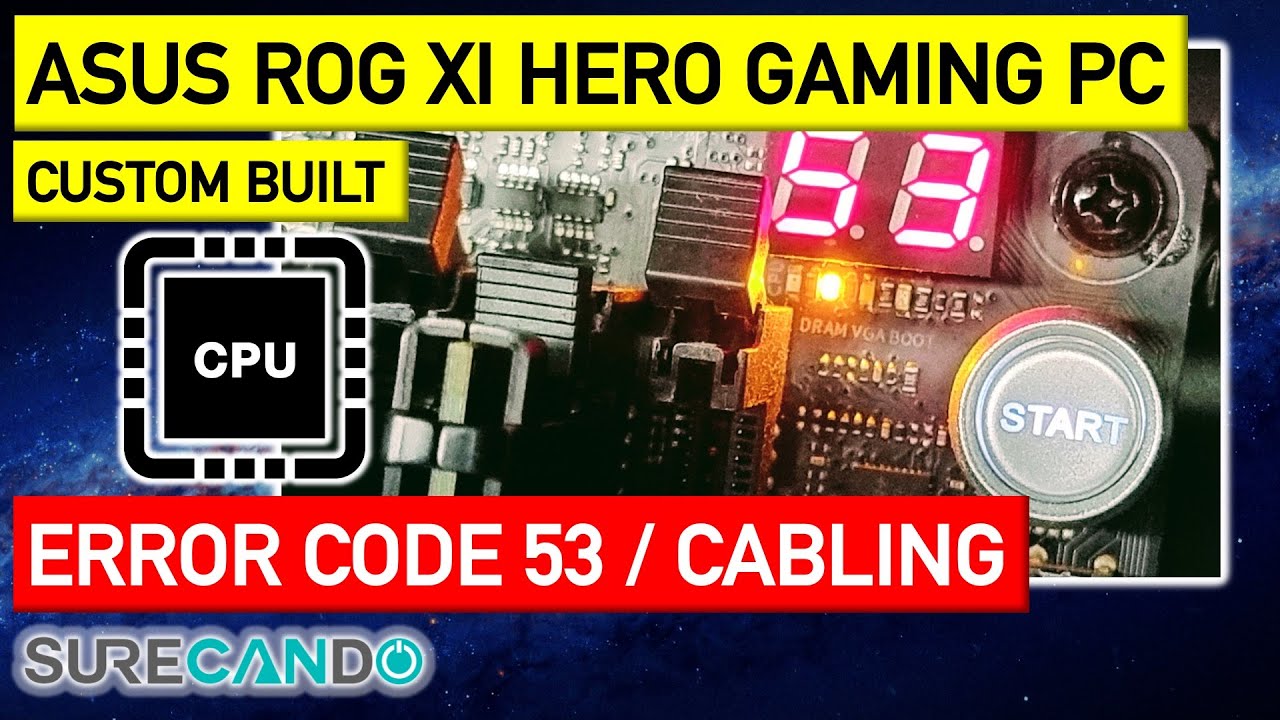 Asus ROG Maximus XI Hero Wi-fi Gaming PC turns on, black screen Error 53. Cable rewiring BIOS update