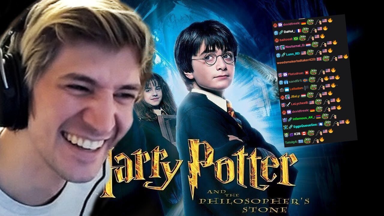 xQc reacts to Harry Potter clips with chat