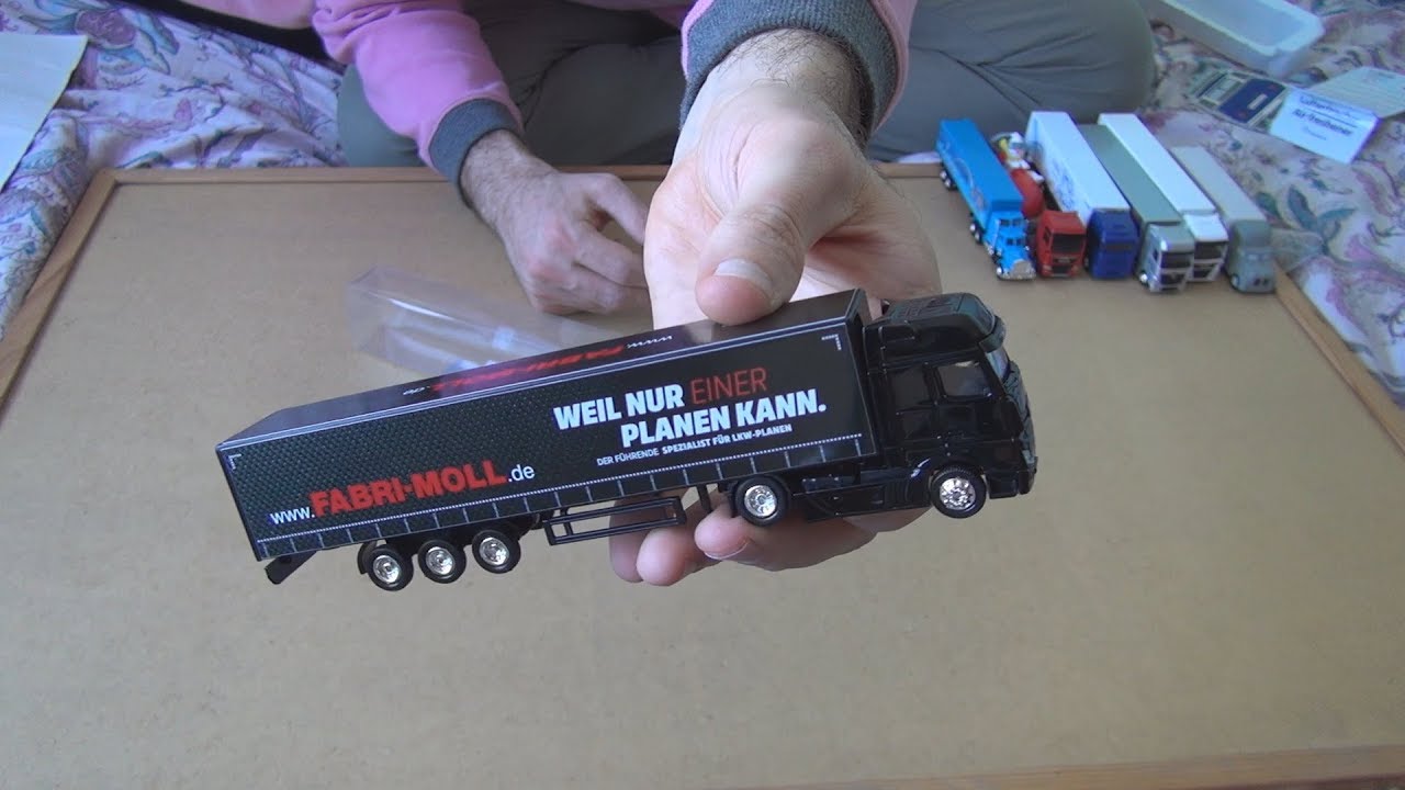 Unboxing and test of Grell Mercedes-Benz Actros Fabri Moll Model Truck with Trailer