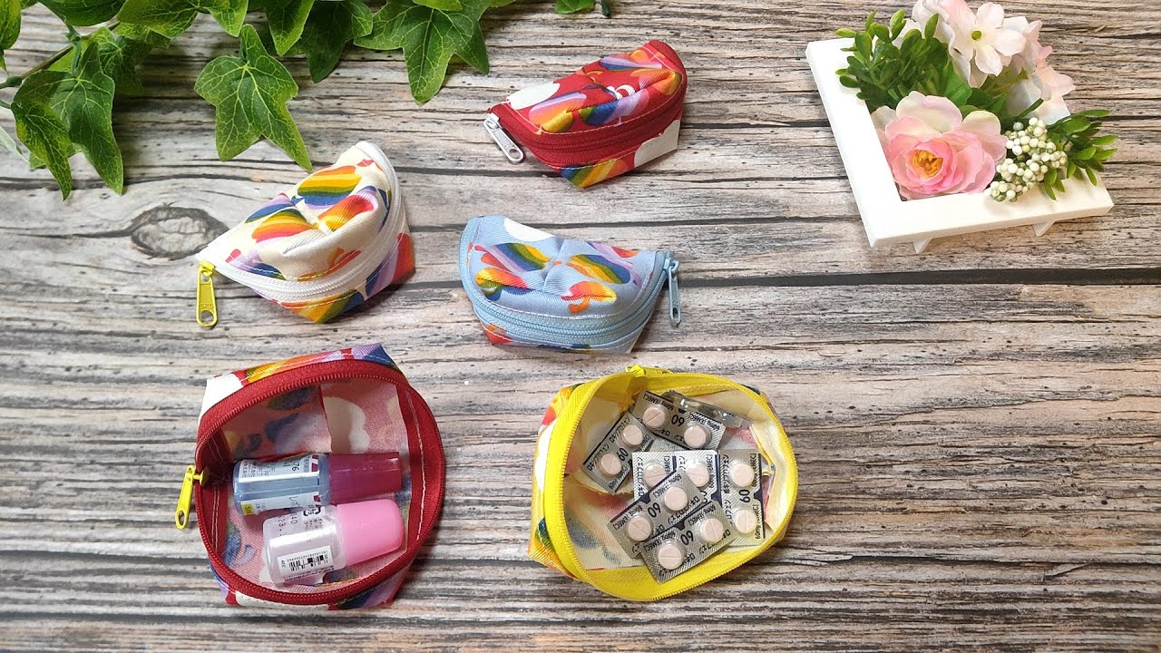 貝殻ポーチの作り方【いっぽんファスナー使用】makeup pouch making at home