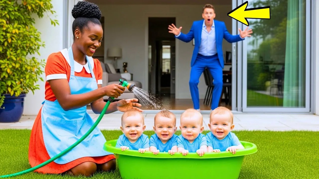 BILLIONAIRE SAW HIS MAID DOING THIS WITH HIS QUADRUPLETS — WHAT HE SAW LEFT HIM SPEECHLESS