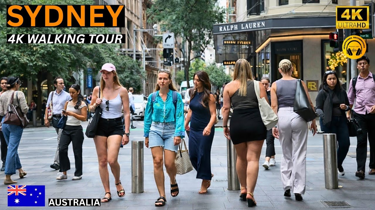 Sydney 4K Walking Tour | CBD City Walk at Rush Hour | 60FPS Binaural Audio